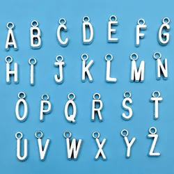 26Pcs/Pack Antique Silvery/Cyan English Letters A-Z Alphabet Charms For DIY Jewelry Making Earrings Bracelet Necklace Handmade