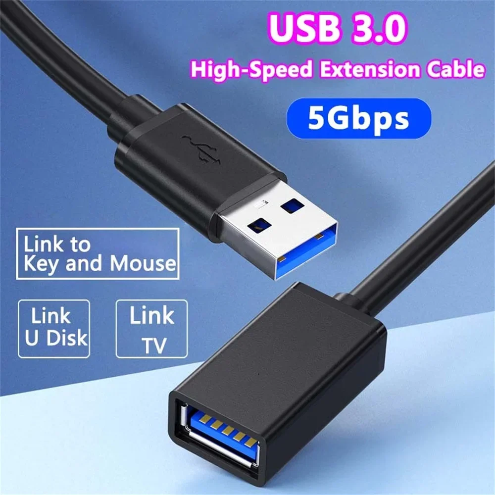 USB 3.0 5Gbps Extension Cable Male To Female USB A Extender Cable for PC Hard Drive Computer Laptop Smart TV Hard Drive Camera