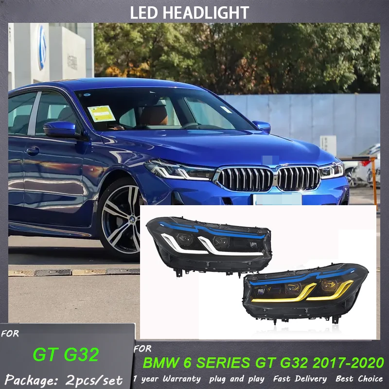 For BMW 6 Series GT G32 Headlight 2017 2018 2019 2020 Full LED Head Lamps Drl Projector Lens Automotive Accessories 2PCS