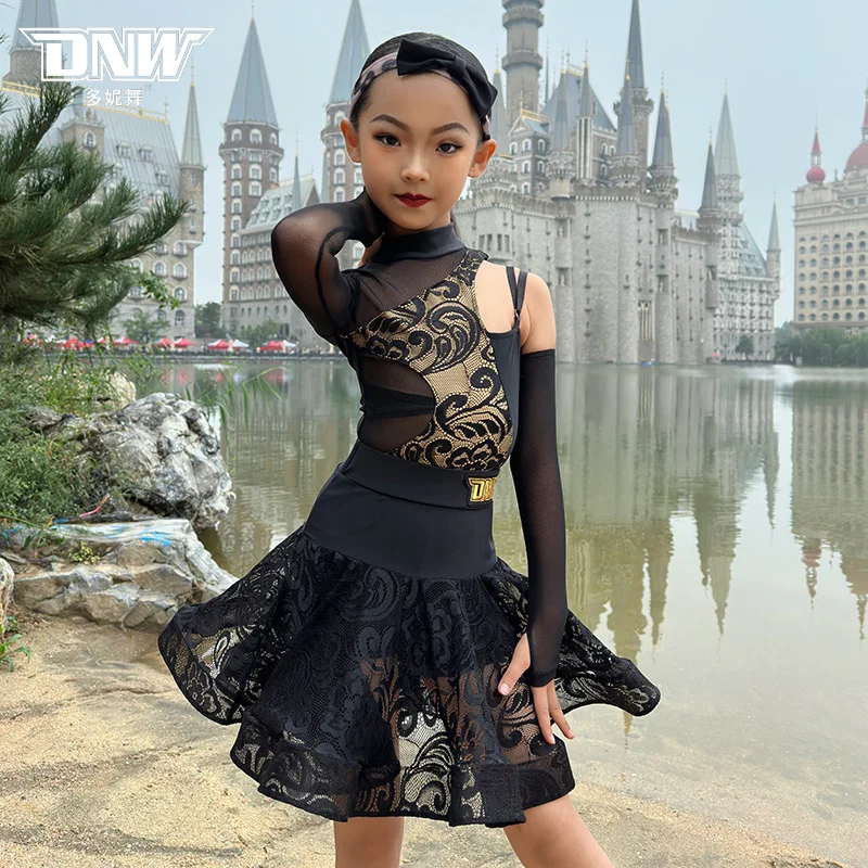 High end children's practice set training Latin dance dress girls' performance costumes vestido baile latino mujer profesional