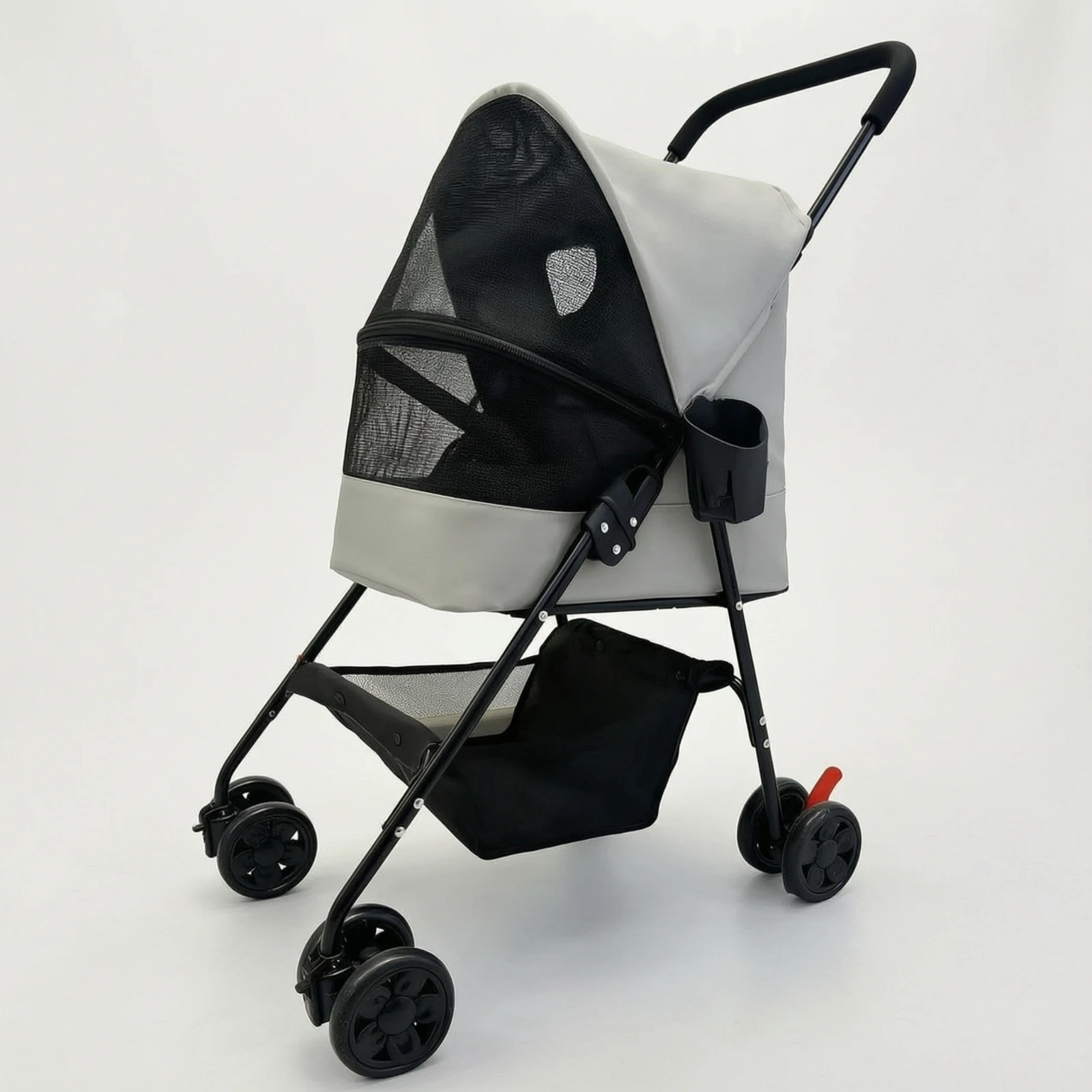 Pet Stroller with Cup Holder Foldable Pet Stroller with Storage Basket Collapsible Smooth-Rolling for Small Dogs, Outdoor Walks