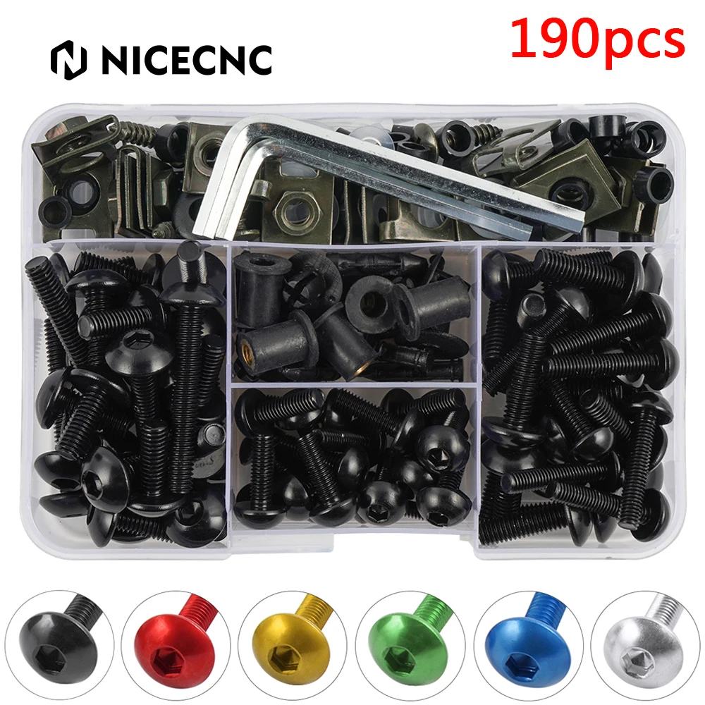 190PCS Universal Bodywork Screw Fairing Bolts Kit for Suzuki GSX1300R Hayabusa 1999-2008 2009 2010 2011 2012 2013 2014 2015 2016