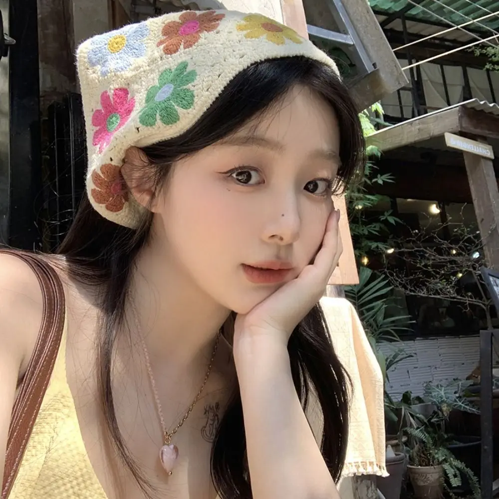 

Винтажная повязка для волос, вязаная повязка на голову с цветочным цветком, женский шарф для волос, аксессуары для волос для девочек, богемный треугольный тюрбан, детский