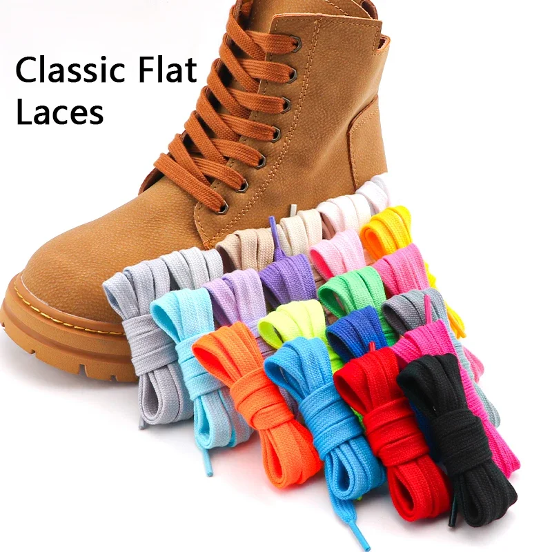 Flat Shoelace Quality Cotton Shoelaces 0.8cm Width Tennis Sneakers Shoe laces 80/100/120/140/160CM 1Pair Laces Shoes Accesories