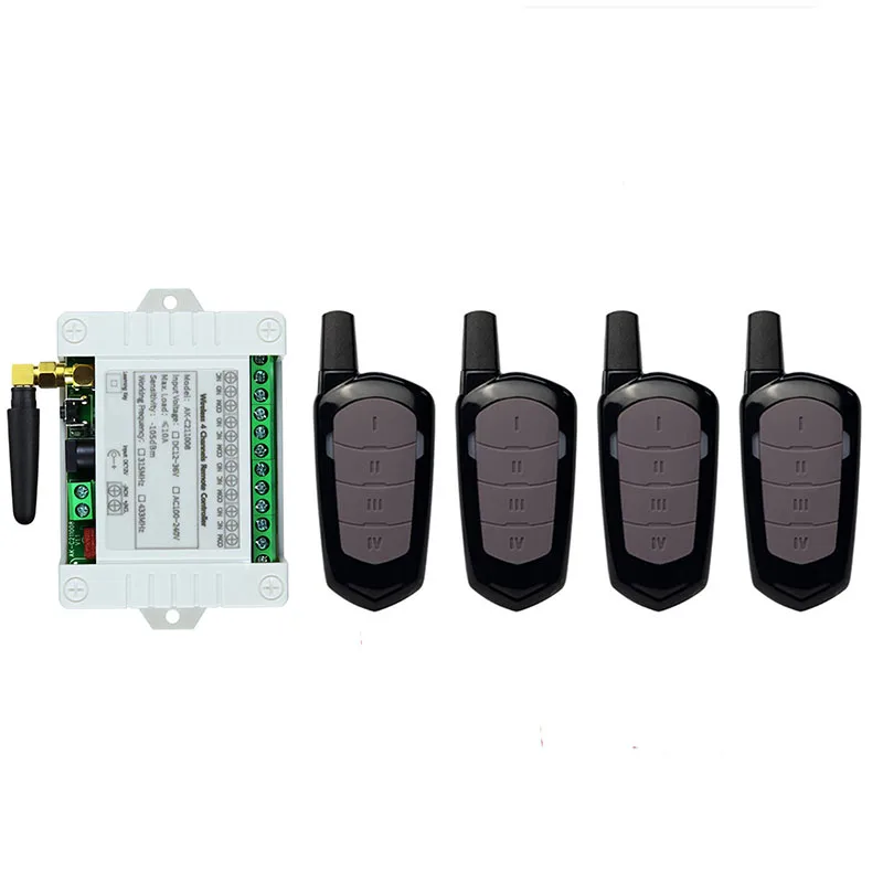 Inteligente múltiple DC 12V 24V 36V 433MHz 4CH 4 canales inalámbrico 10A relé RF transmisor receptor de interruptor de Control remoto para garaje