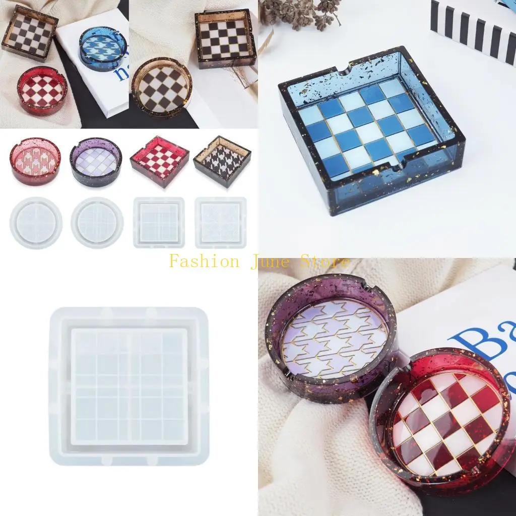 N5KA Epoxy Resin Silicone Mold Checkerboard Houndstooth Mold for DIY Crafts