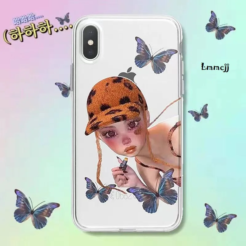 Lmmcjj Punk Girl Butterfly Phone Case For Samsung Galaxy A53 A13 S23 Ultra A14 A54 A23 A52 S22 Plus S21 FE Silicone Phone Cover