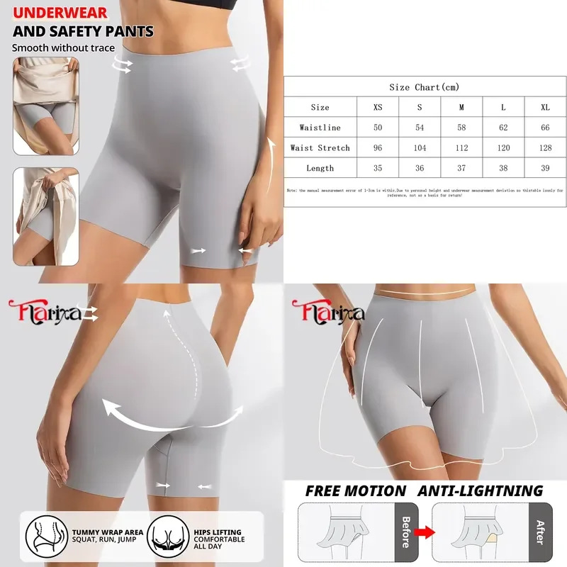 Women High Waist Ice Silk Safety Shorts Anti Friction Thigh Underwear Seamless Boyshorts Sports Boxers No Show Panties