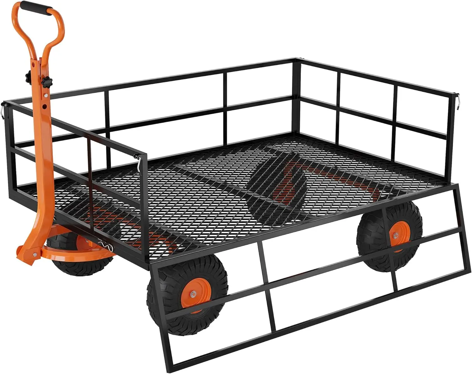 

Versatile Garden Cart for Lawn and Yard with Heavy Duty Steel 1200 Lbs Capacity Mesh Steel Garden Cart Folding Utility Wagon wit