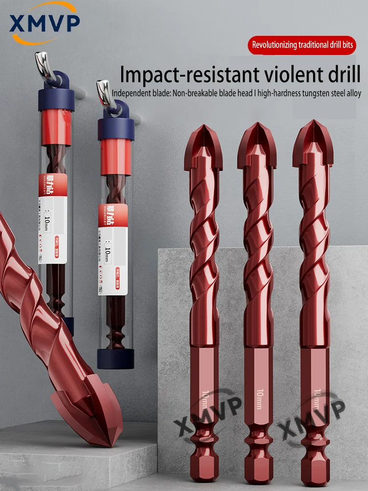 

Комплексная коллекция сверхтвердых жестких сверл, ударных дрелей для плитки, трехугольных четырехгранных королевских сверл по бетону и цементу,