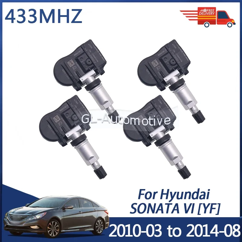 4 Stück 52933-1J000 433MHZ Reifendrucksensor für Hyundai Sonata VI Solaris TPMS-Sensor Solaris 52933-2L000
