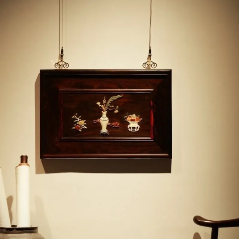 Hanging screen solid wood new Chinese style living room background wall entrance decoration pendant gift