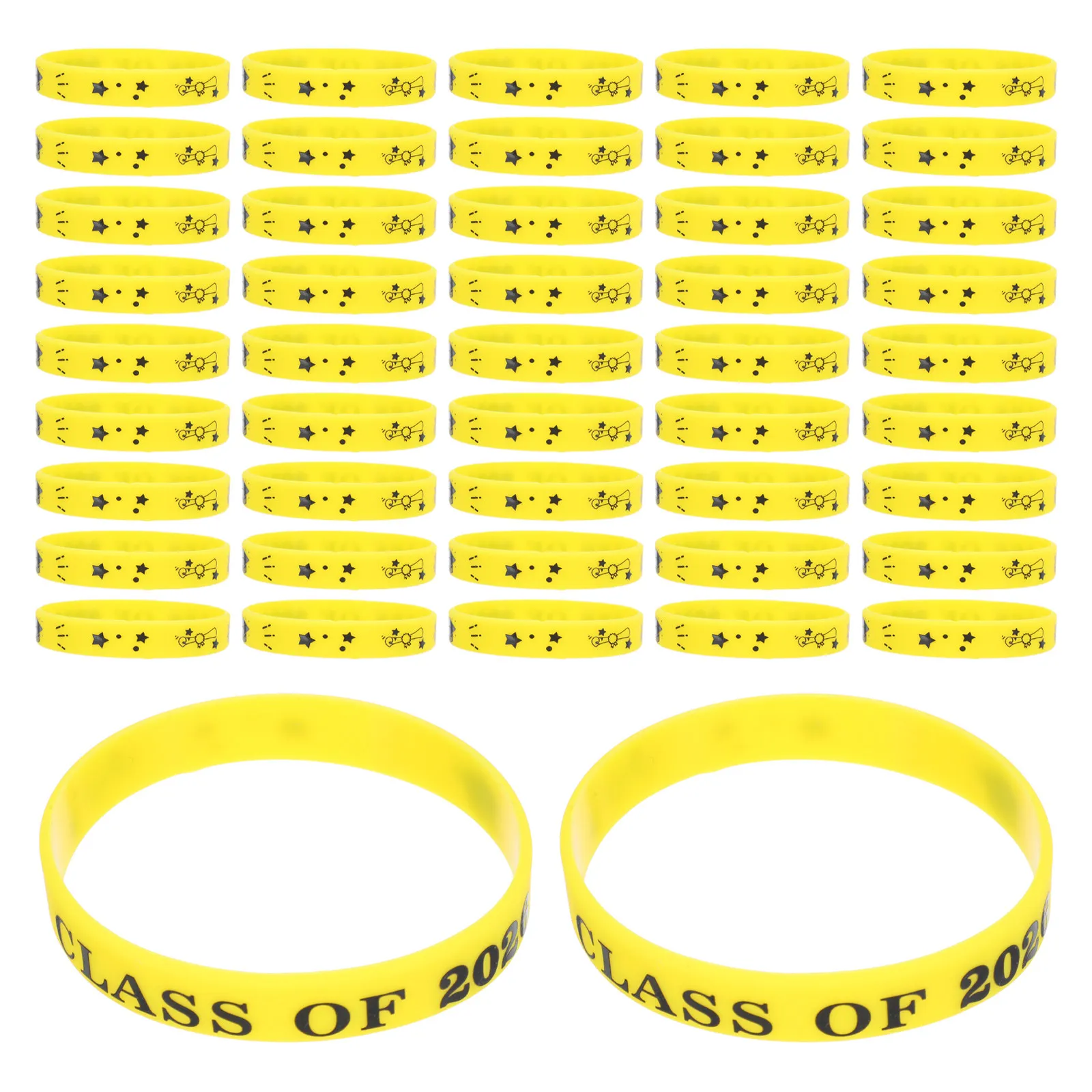 50Pcs Class of 2026 Silicone Graduation Wristbands Flexible Comfortable Graduation Party Decorations Favors Silicone Wristbands