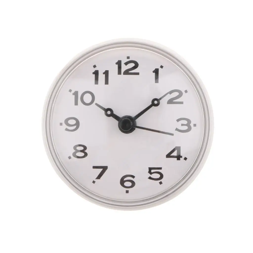 Small Round Shower Clock with suction cups, 12H Display, Battery Operates