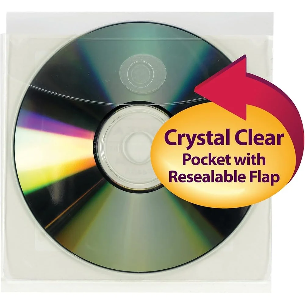 Self-Adhesive Poly Pockets CD DVD Size Resealable Flap Clear 10 Pack Acid Free PVC Free Organizer Sleeves Media Storage