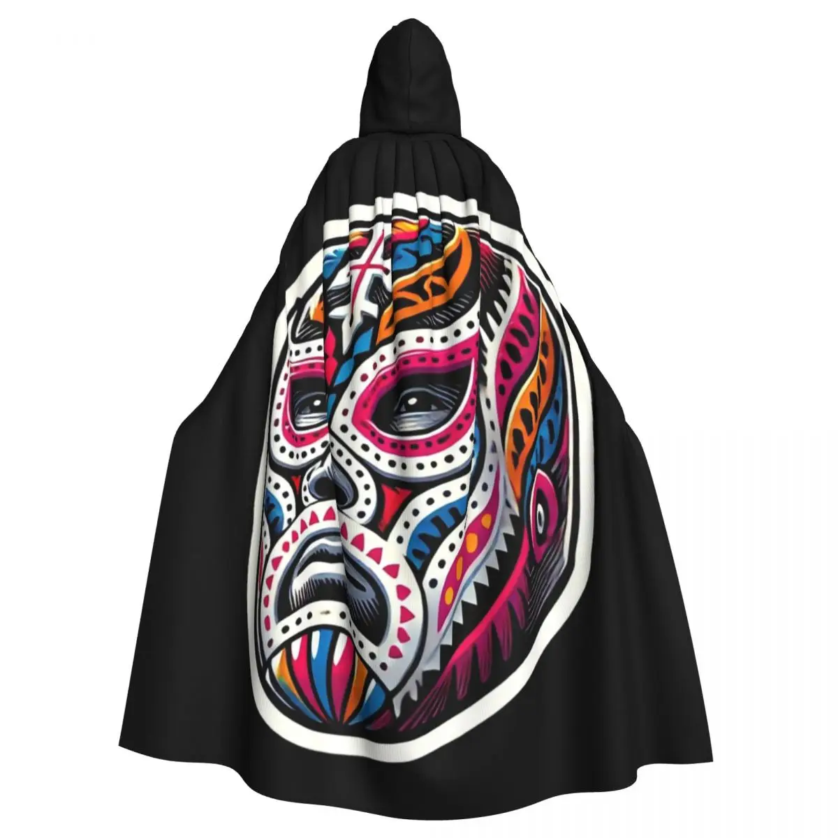 

Luchador Mask Long Hooded Cloak Witch Medieval Costume Cosplay Cape HalloweenVampire Adult Unisex