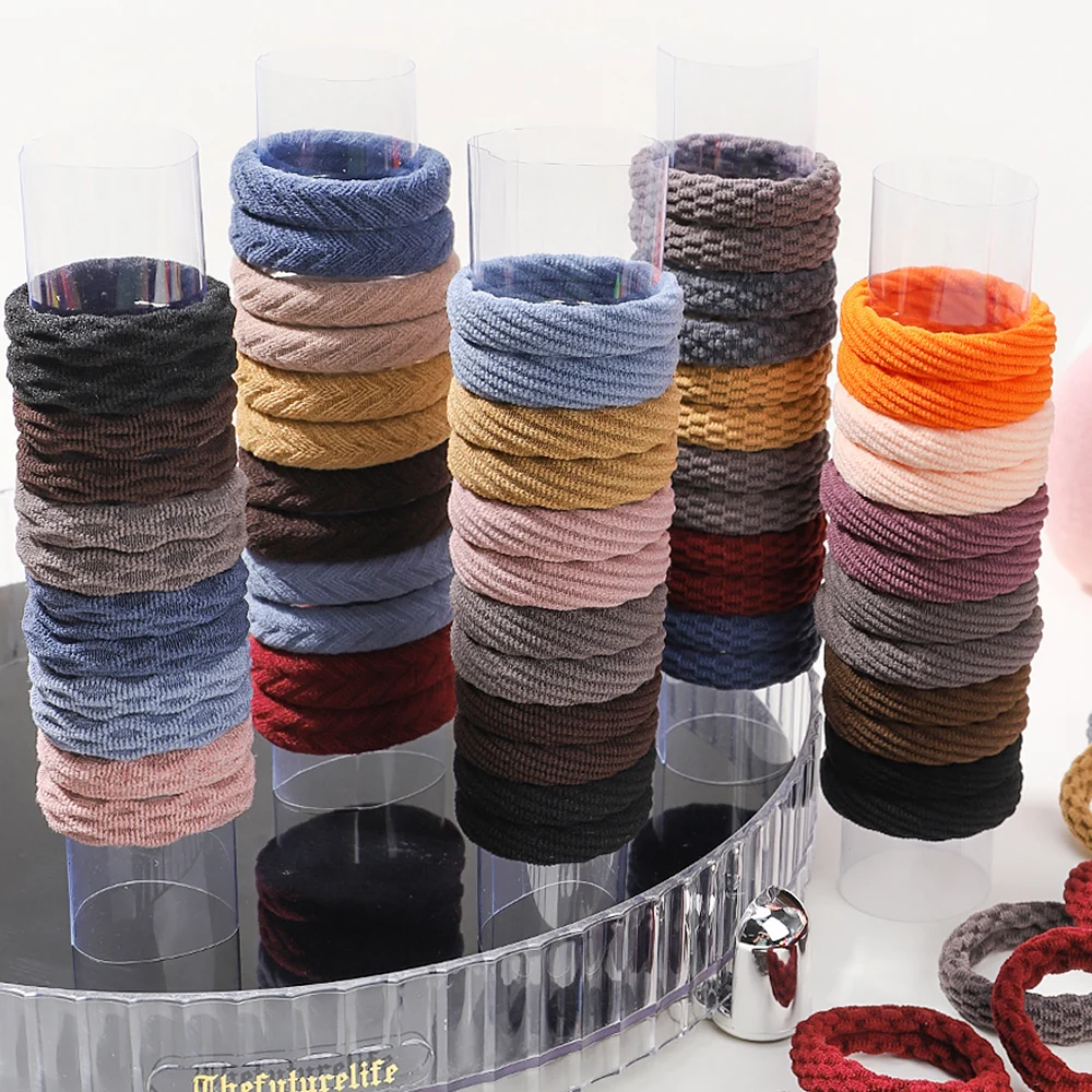 12PCS New Fashion Boutique Simple Thicken Ponytail Holders Rubber Band Elastic Hair Bands Girls Baby Hair Accessories Headwear