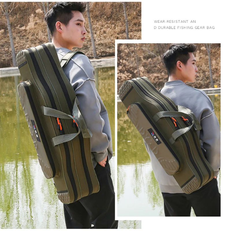 Angeltasche 2-4 Ebenen 130cm Angelruten-Tragetasche Leichter Angelruten-Köder-Rollen-Werkzeugkasten Wasserdichte Aufbewahrung Robuste Tasche – Detail 18