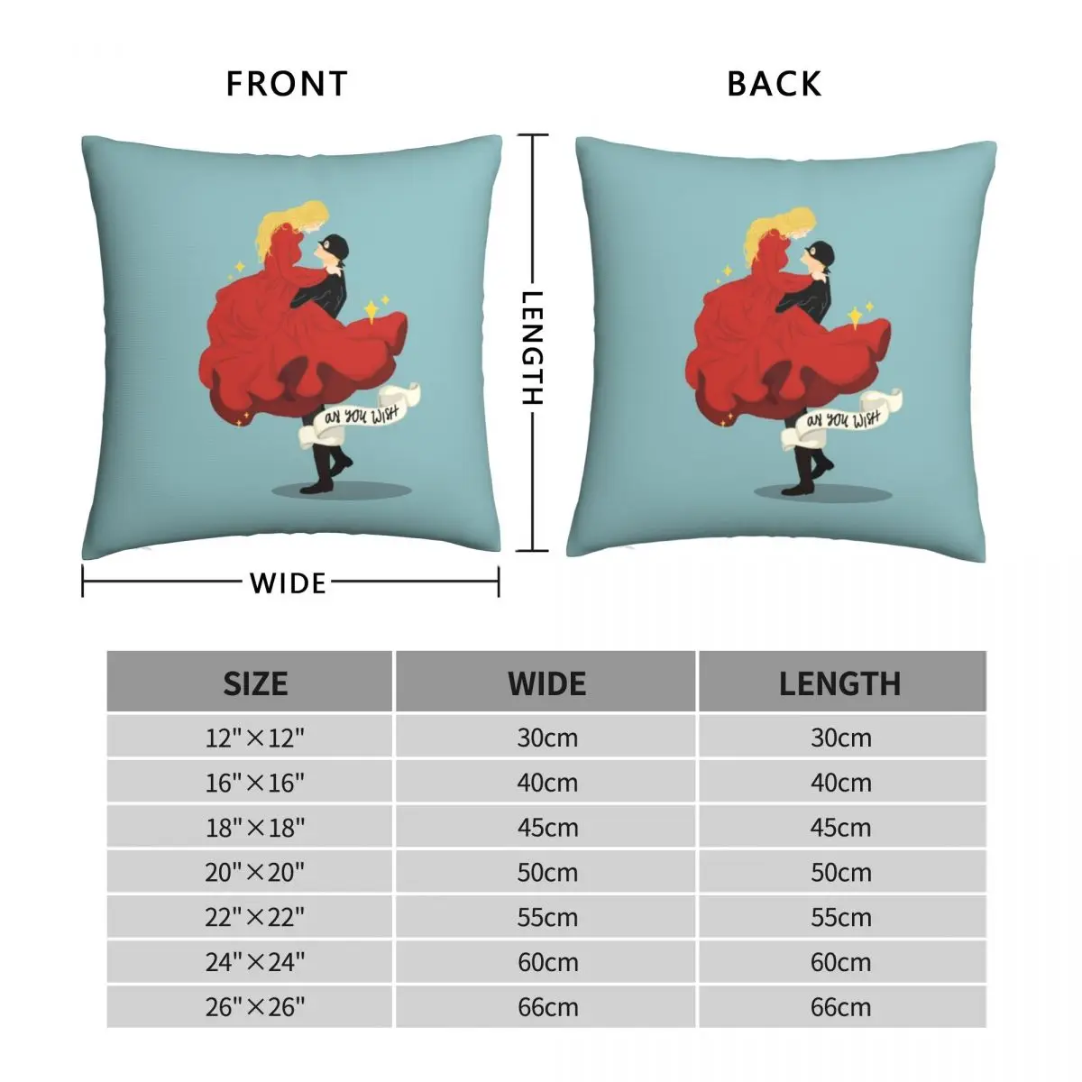 As You Wish Square Pillowcase Polyester Linen Velvet Pattern Zip Decor Throw Pillow Case Bed Cushion Cover