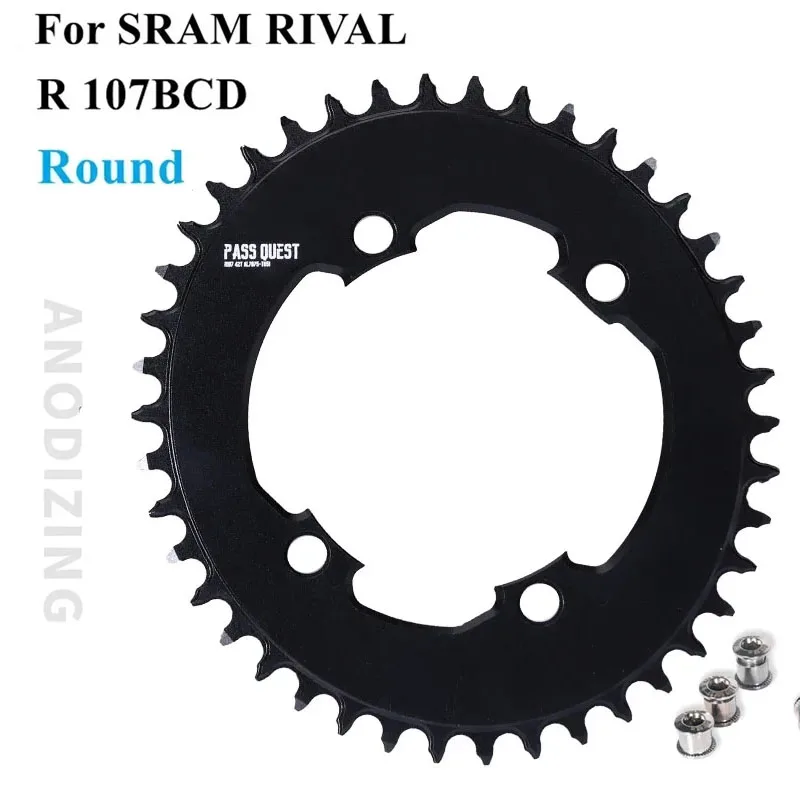 PASS QUEST Round Chainring 107BCD for Sram Rival AXS 12S Crankset 107 Bcd MTB Road Bike Chainwheel 36 40 42 54 56 58 T