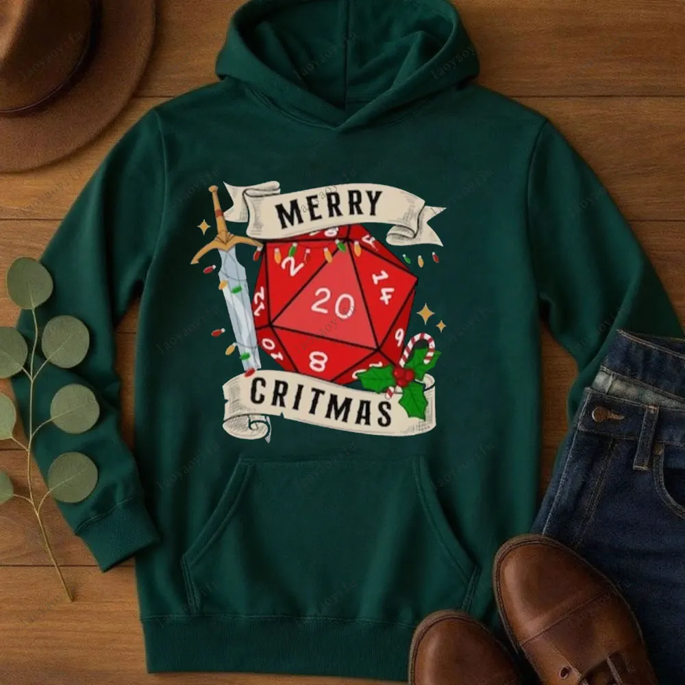 DND KERST SWEATSHIRT Dnd Kerst Unisex Dames Trui Kerst Dobbelstenen Comfortabel Warm Houden Trainingspak met lange mouwen