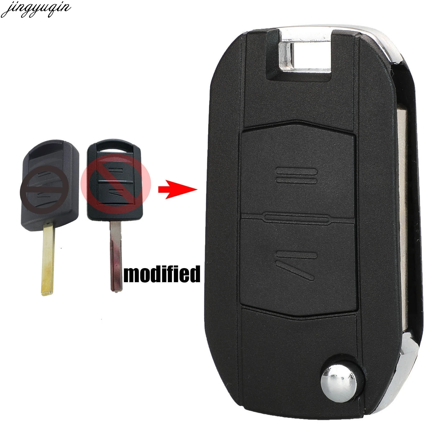 

Jingyuqin 10pcs/lot Replacement Shell Modified Flip Folding Key Shell Case FOB 2 Button for Opel Corsa Astra Kadett Monza