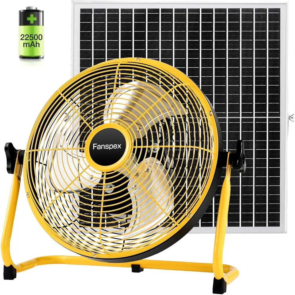 

14" r Rechargeable loor an or Outdoor, 22500mAh Battery Operated an with 35W r Panel Powered or Patio Gazebo Camping, 360° (18.3