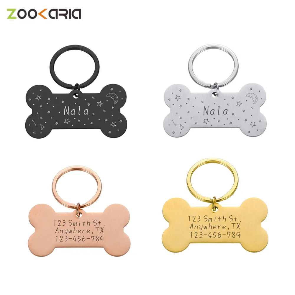 

Engraved Dog Tags Badge Bone In Stainless Steel Ship Free Personalized Plate Pet Tag Cat Dogs Collar Accessories With Address