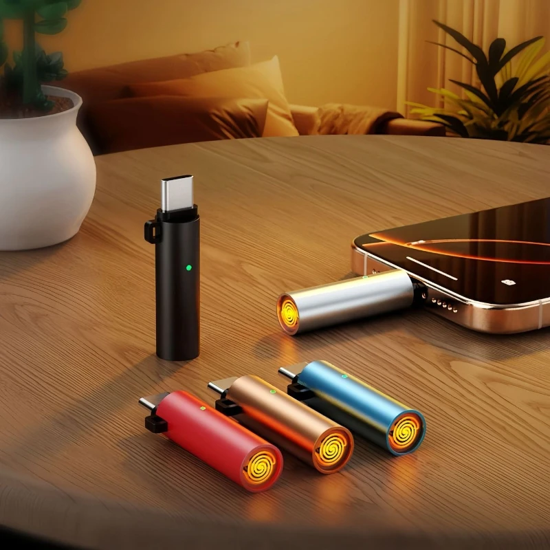 Type-c Plug and Use Arc Lighter - Portable Windproof Electric Lighter for Flights, Camping & Emergency Use