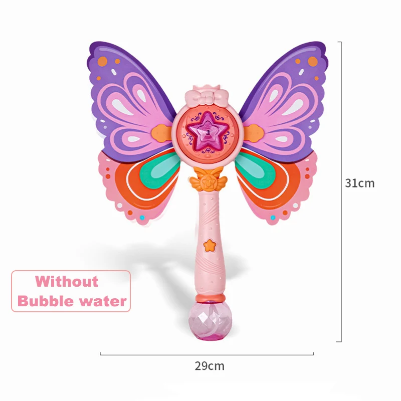 Children's Butterfly Fairy Wand Automatic Electric Bubble Blower Maker With Light Music Glowing Magic Wand For Kids Toys Gifts