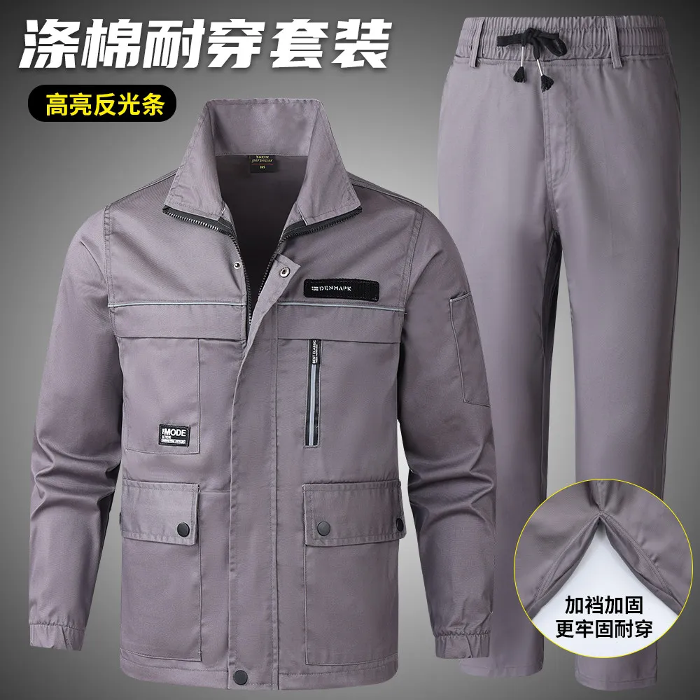 Labor Overalls Suit Men's Camouflage Clothing Anti-Scratch Wear-Resistant Tear-Resistant Crotch Pants Workshop Building Tooling