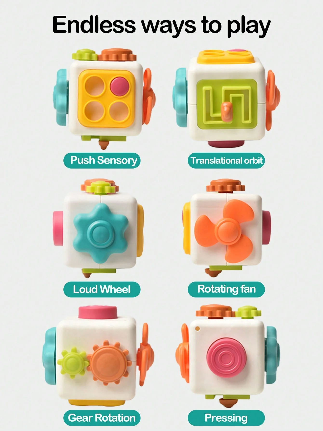 6 in 1 Montessori Educational Toys Sensory Busy Board Baby Practice Skills Cube Fidget Educational Toys for Girl Boy gift view 6