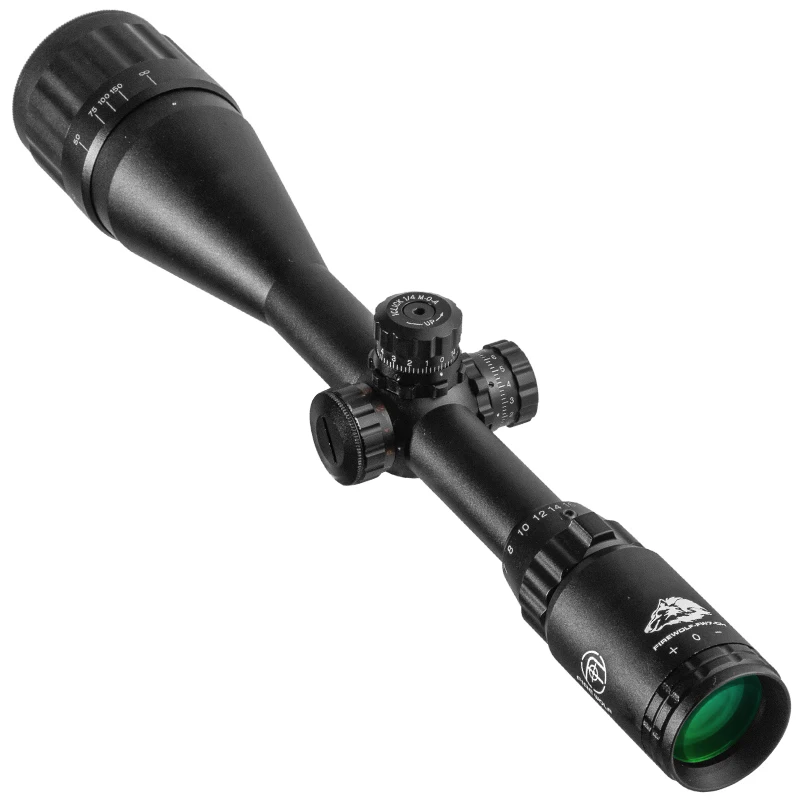 Imagem -03 - Fogo Lobo 416x50 Rifle Scope Tático Óptico Vermelho Verde Ponto Vista Iluminado Cruz Torre Bloqueio Retículo Vista Caça Sniper