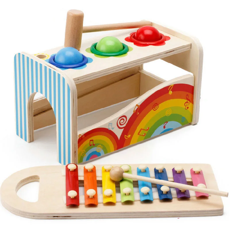New Multifunctional Music Knocking Table Wooden Educational Toys Knock Classic Early Training Noise Maker Toy Gifts for 