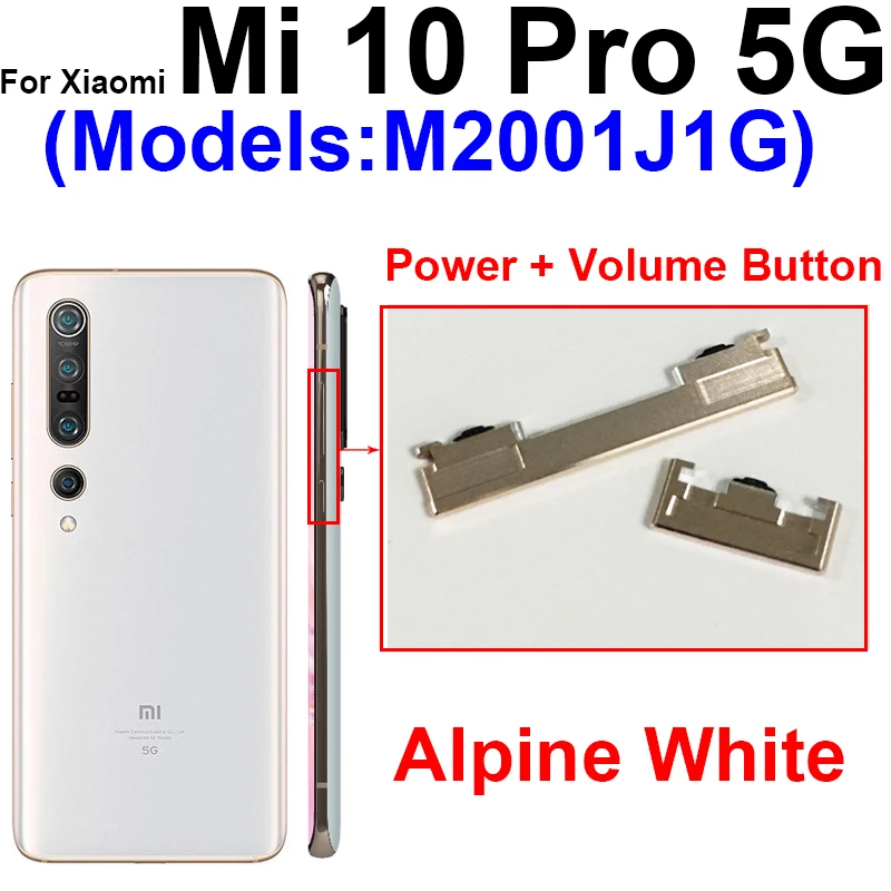 On Off Power Volume Side Button For Xiaomi Mi 10 Mi 10 Pro Mi 10 Lite Mi 10T Lite 10 Ultra Power Volume Control Switch Key Parts