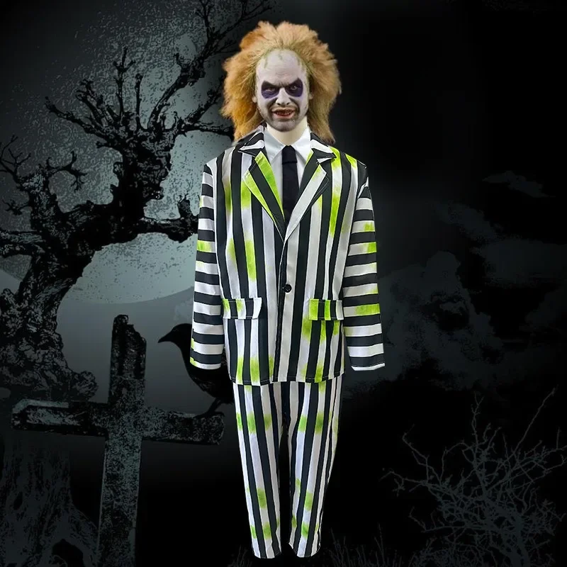 COS Clothing Clothes Underworld Magus Cosplay Movie Beetle Juice Good To Sell Clothes Cos Striped Suit