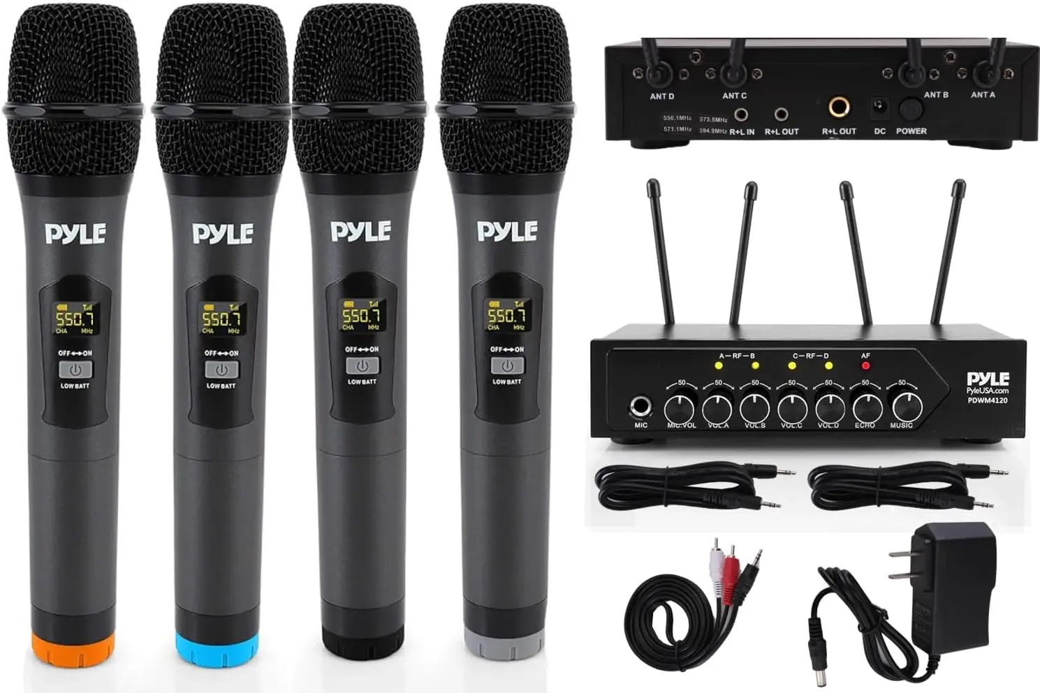Wireless UHF Dual Microphones for Karaoke, Speech, Wedding - Rechargeable Plug & Play System