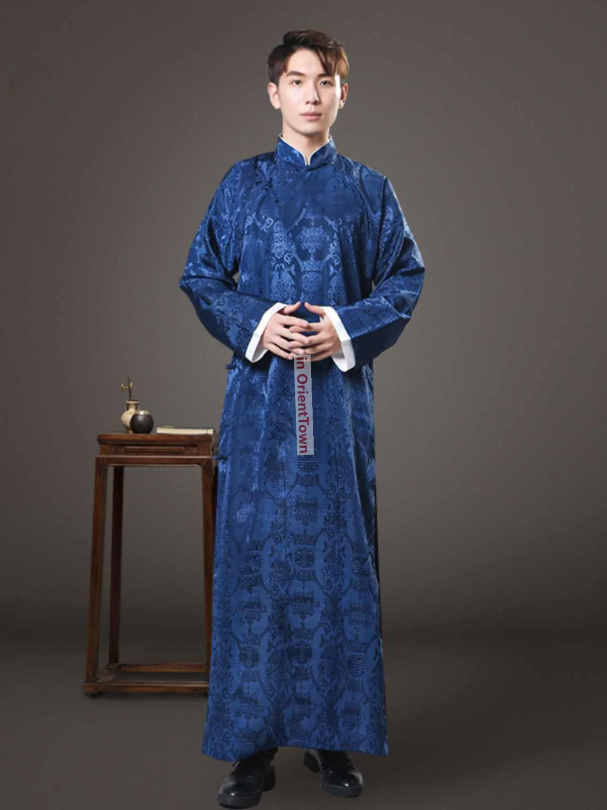 Year 1900 -1949 Wealthy Butler Long Robe Male Chinese Landlord Drama Costume Young Master Tang Costume Cross talk Gown Men TP015 - Image 5