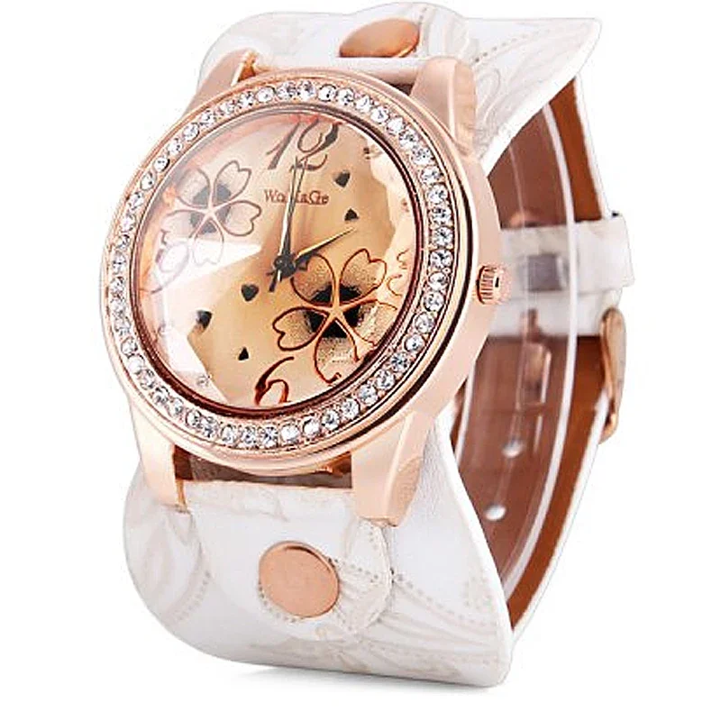 Relojes Womage para mujer, relojes de moda con esfera grande, relojes de cristal para mujer, reloj de cuarzo con banda de cuero para mujer, reloj para mujer