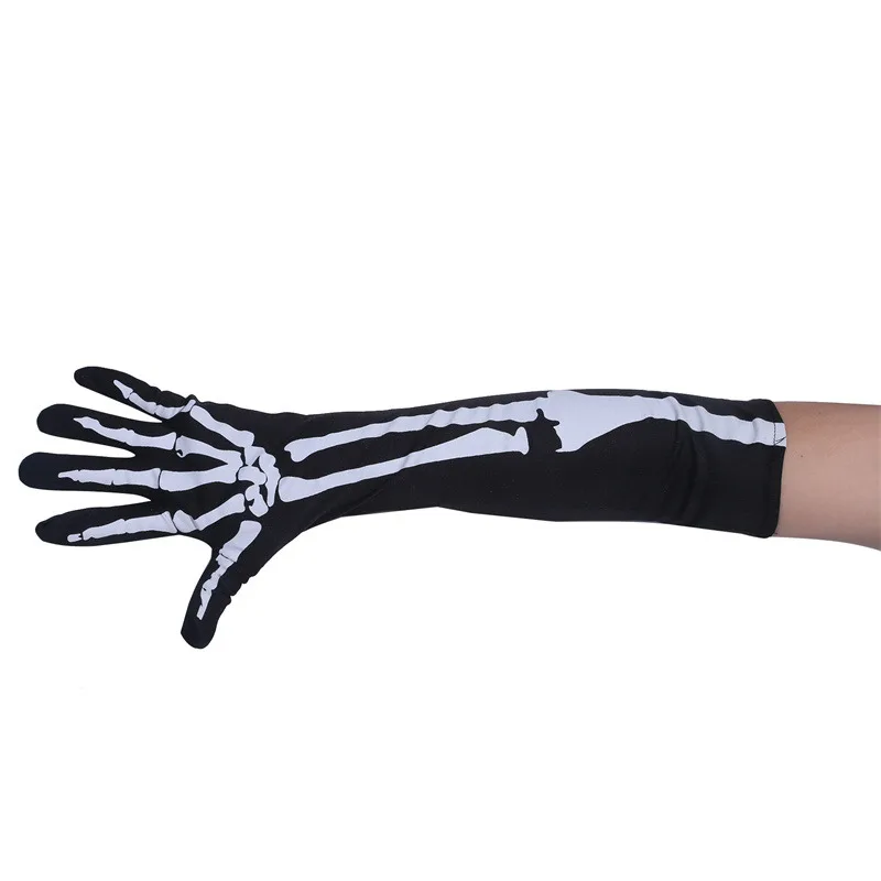 Halloween White Skeleton Gloves for Adult Horror Costume Party Scary Ghost Cosplay Dress‑up Holiday Decor Accessory