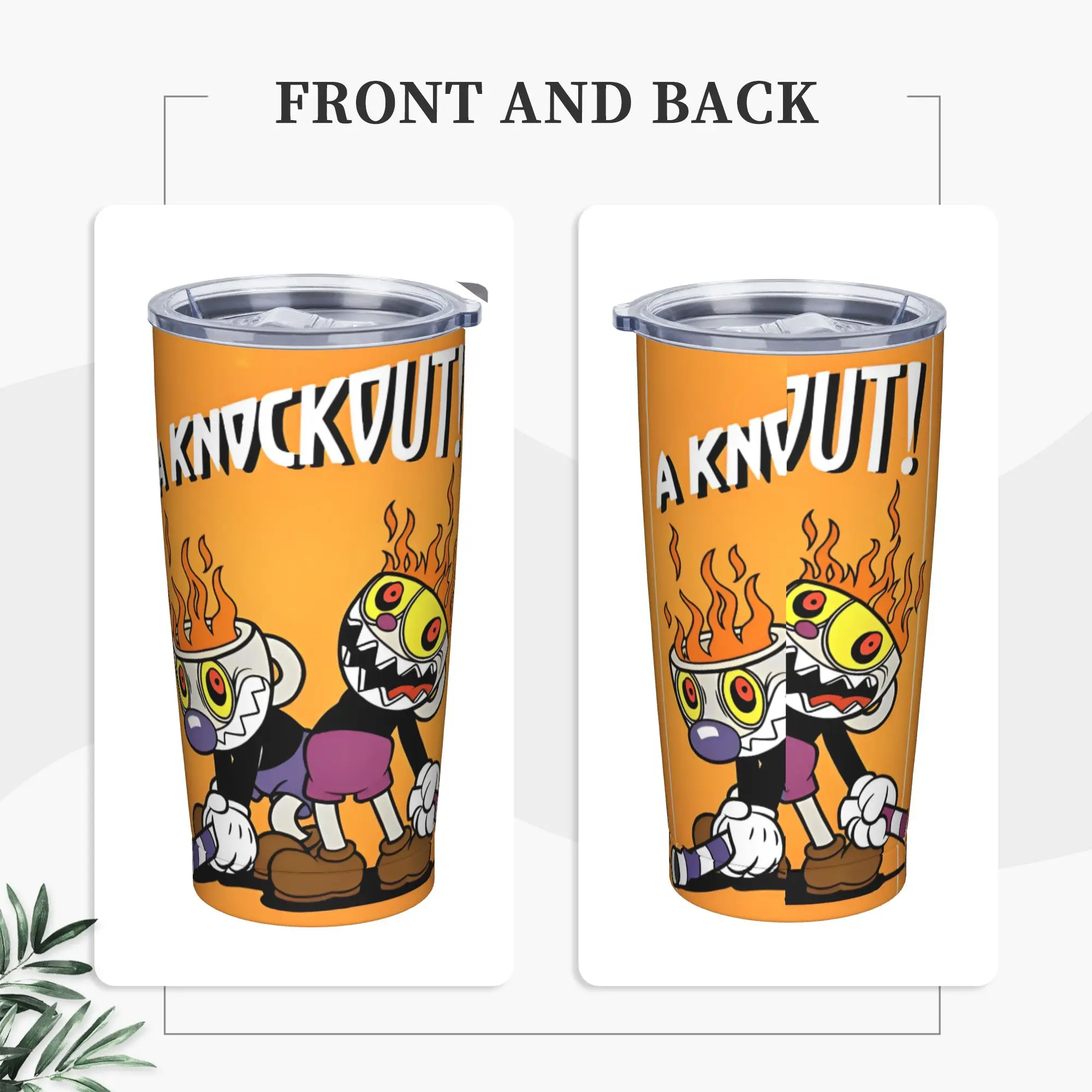 Cuphead Game Tumbler Vacuum Insulated Don't Deal with the Devil Coffee Cups Vacuum Flask Outdoor Mug Spill Proof, 20oz