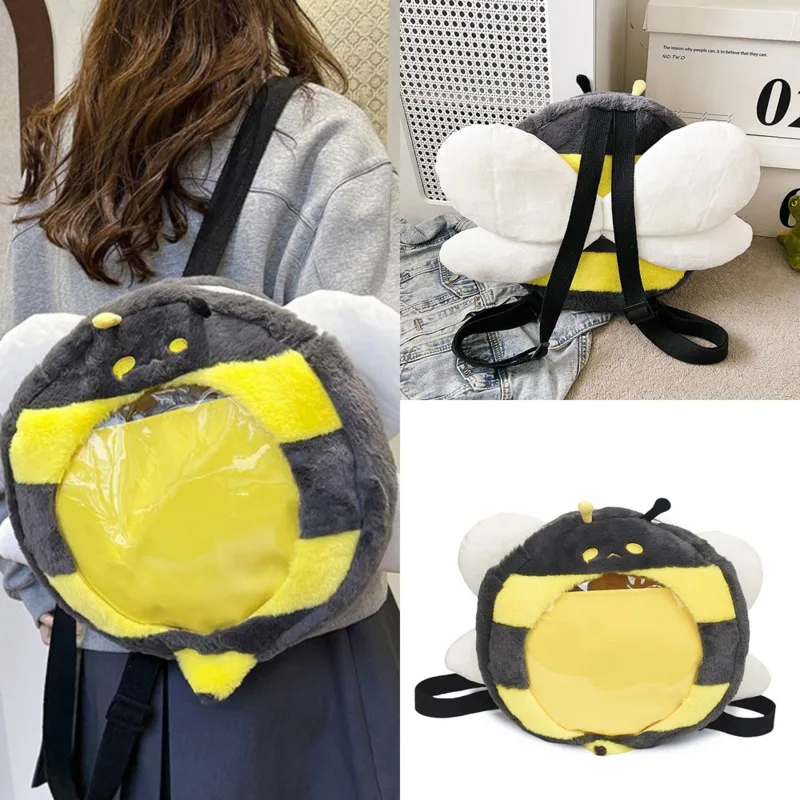 

Jk Itabag Bee Backpack Worker Poor High-capacity Backpack Y2K Kawaii Anime Cartoon Transparent Plush Student Backpack New