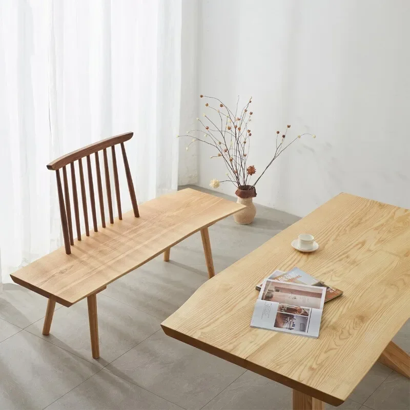 

-Windsor chair, nordic bench, ash solid wood chair, B&B log bench