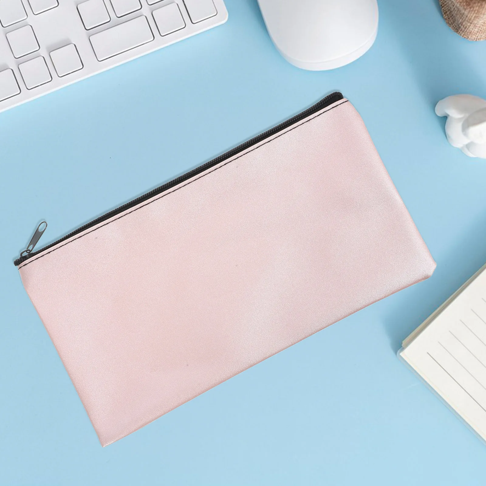 

4 PU Cash Bags with Card Slot Window for Storing Money Receipts Coins Travel Zipper Pouches Wallets Gifts