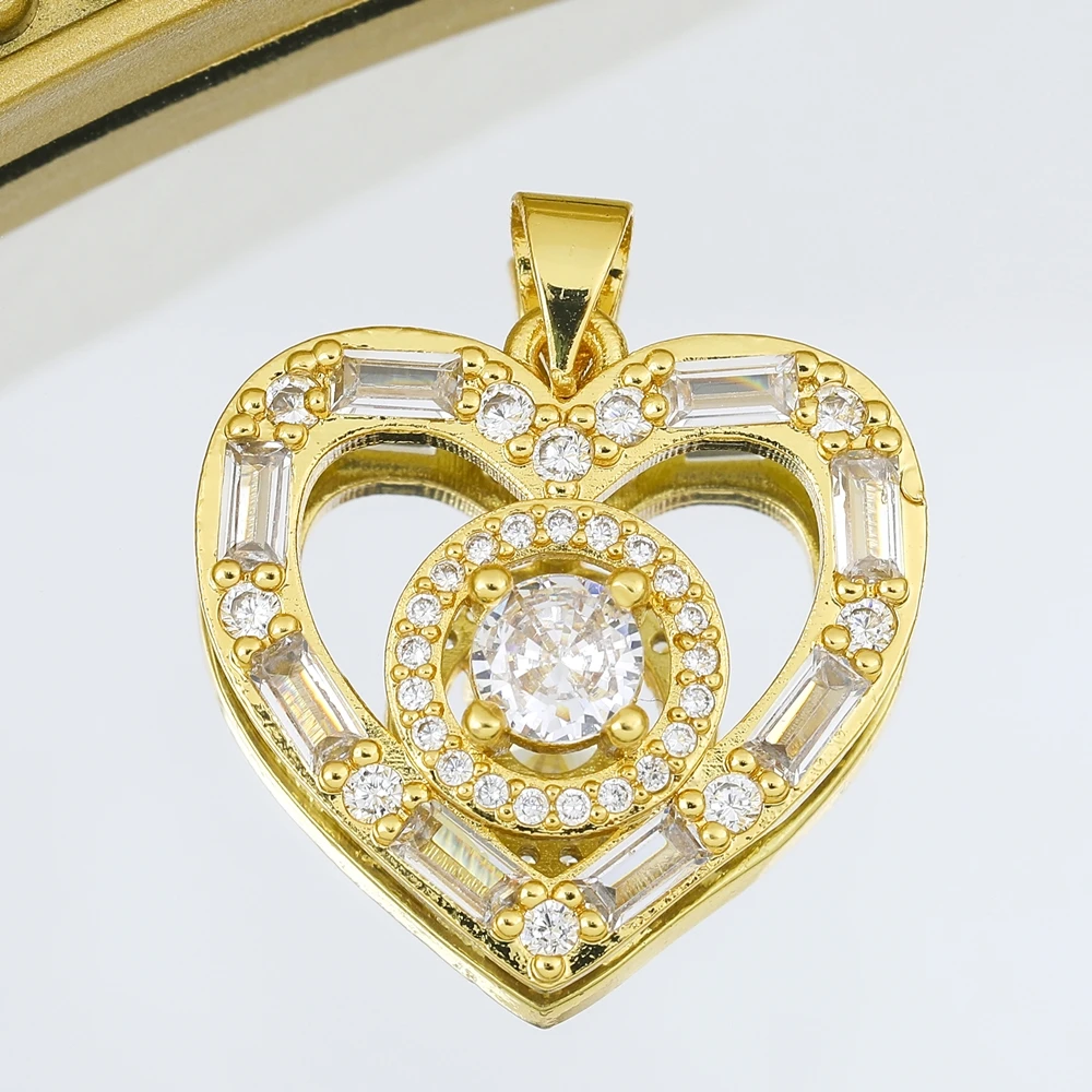 Juya 18K Real Gold Plated Luxury Creative Greek Evil Eye Love Heart Charms For DIY Valentine's Mother's Day Jewelry Making