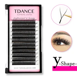 TDANCE 8-15MIX YY Shape tejido a mano Premium visón suave ligero pestañas naturales extensión maquillaje malla red Cruz pestañas postizas