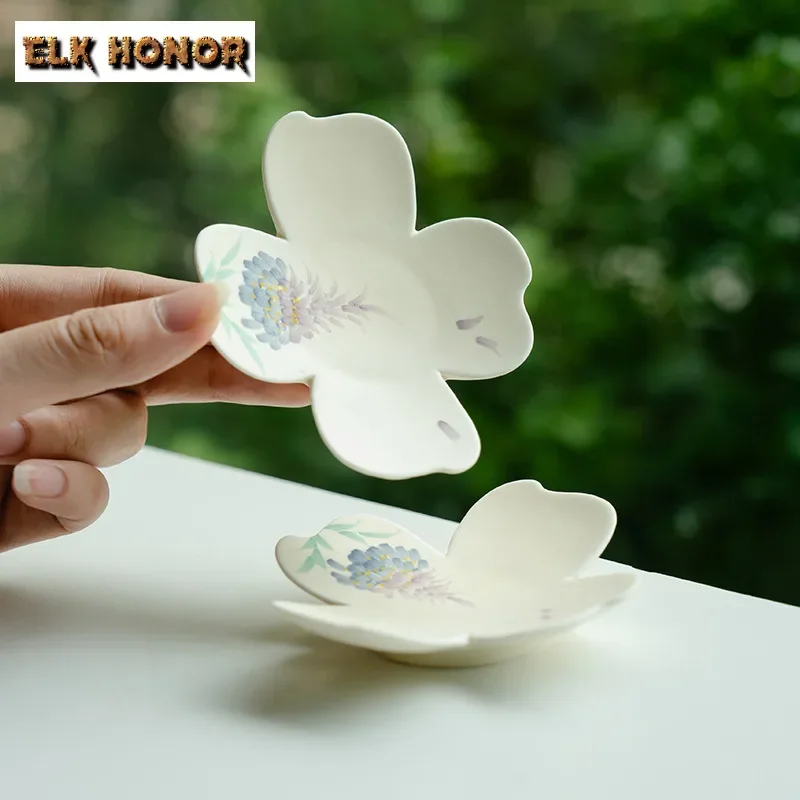 

2 шт./лот, нарисованные вручную подставки с цветами глицинии, эстетическая горячая подставка для кофейных чашек, блюдца, противоожоговые салфетки, подставка для чашки, чайные предметы