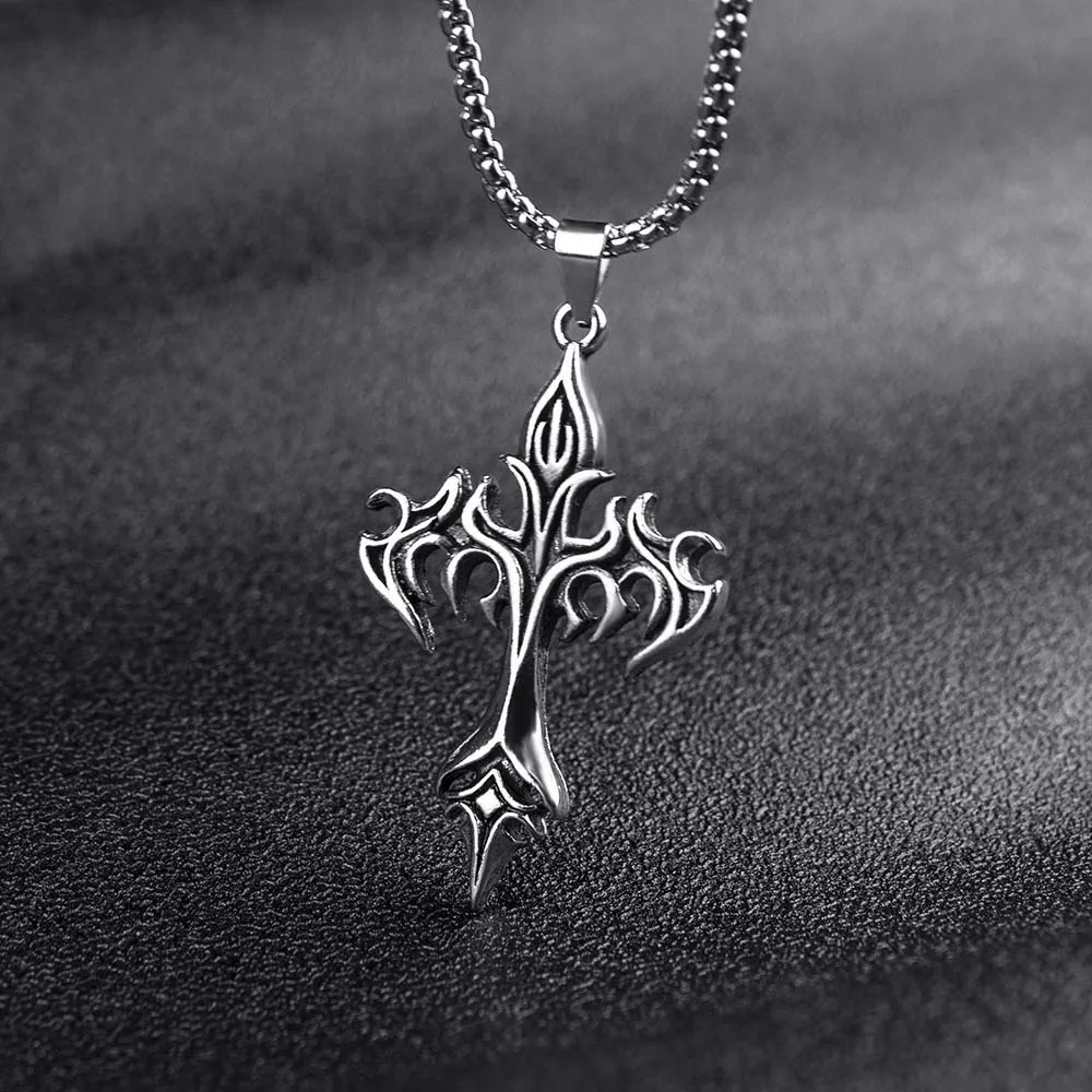 Cross Cross Necklaces Clothing Accessories Steel Casting Charm Cross Clavicle Chains Stainless Steel Flame Cross Choker Pendant