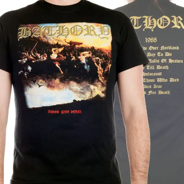 Bathory Blood Fire Death Band T-Shirt 100% Cotton Graphic Tee Men Women Summer Streetwear Top