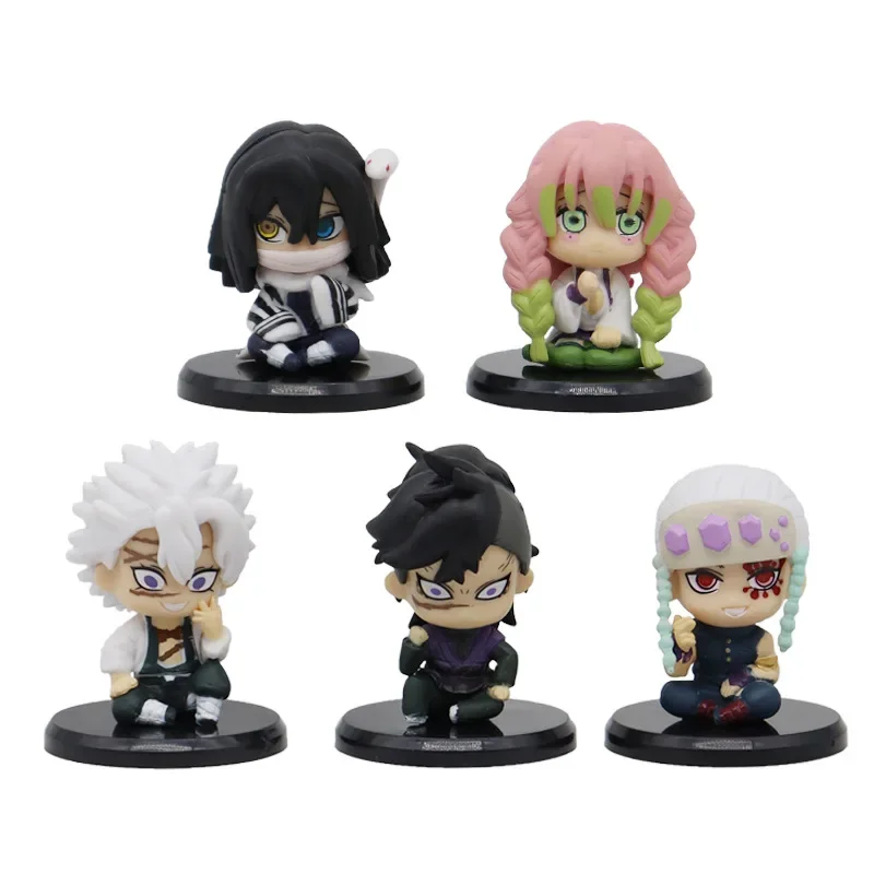 14 pçs/set anime demon slayer q versão postura sentada figura de ação pvc modelo carro ornamentos torcido ovo boneca brinquedo presentes oppbag